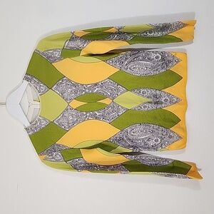 Paisley print bright long sleeve Union Made Vintage top size M